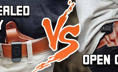 Open Carry vs Concealed Carry - title picture showing two carry methods