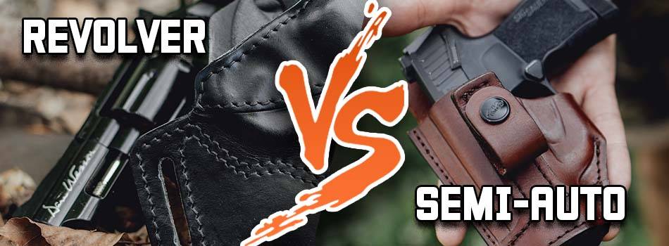 Revolver vs Semi-Auto - title picture showing two firearms types