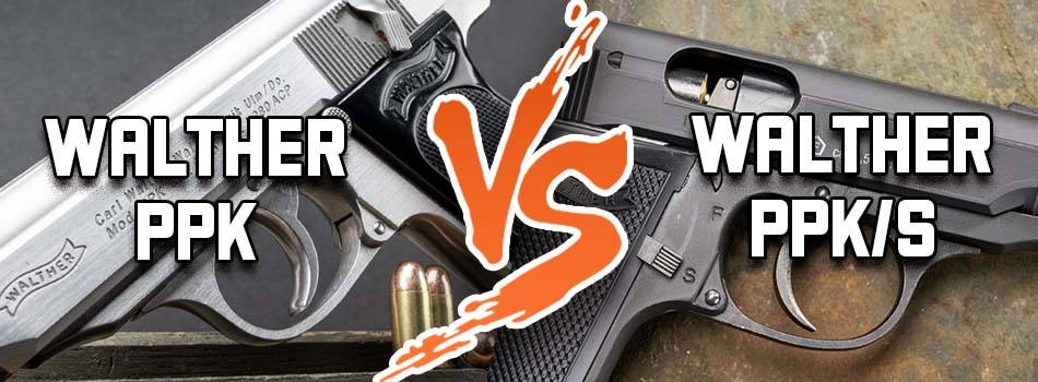 Walther PPK vs PPKS - title picture showing Walther PPK vs PPKS pistol comparison