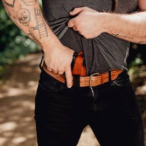 Leather Belt, Men's Thick Full Grain Holster Police