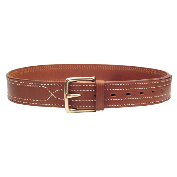 leather gun belt with lateral stitching