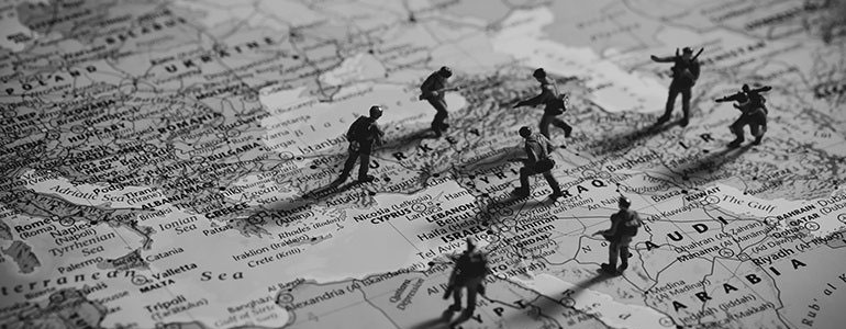Toy soldiers placed on a map