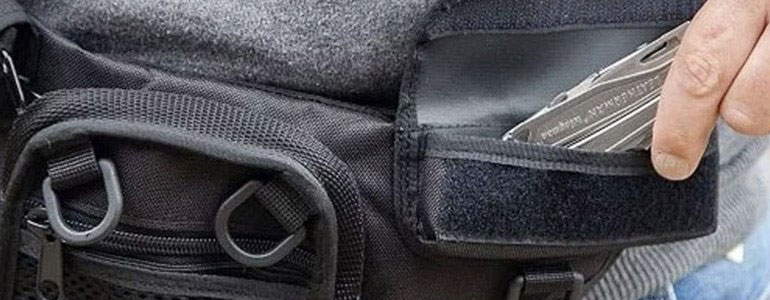 Close up of a concealed carry fanny pack
