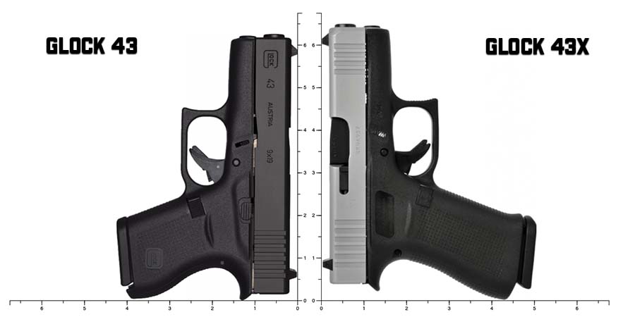 Glock 43x Review - Glock 43 vs Glock 43x size comparison