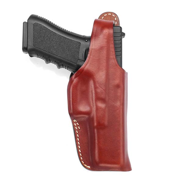 Belt Side Holster for OWB carry, mahogany color, semi-automatic pistol