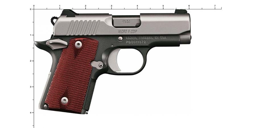 Kimber Micro 9 mm review - picture showing Kimber Micro 9 size chart