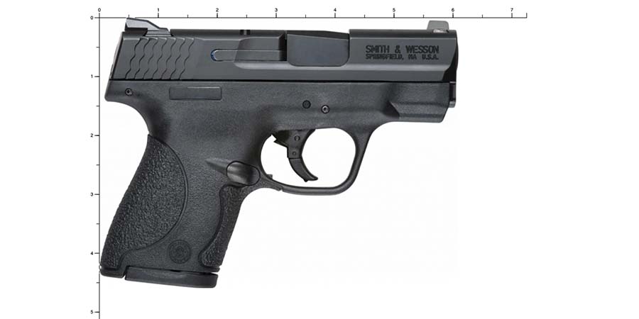 Smith and Wesson M&P Shield 9mm Review - picture showing Smith and Wesson M&P Shield 9mm pistol size chart