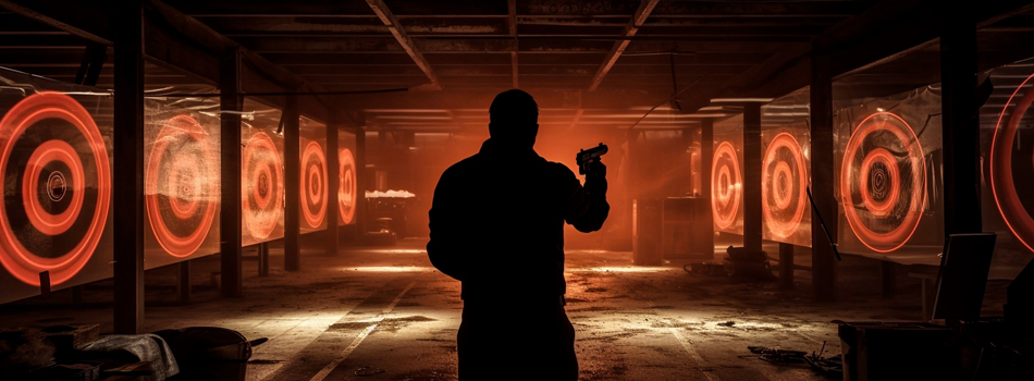 a man looking at targets on the range