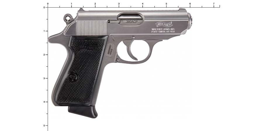 Walther PPK/s - picture showing Walther PPK/s size chart