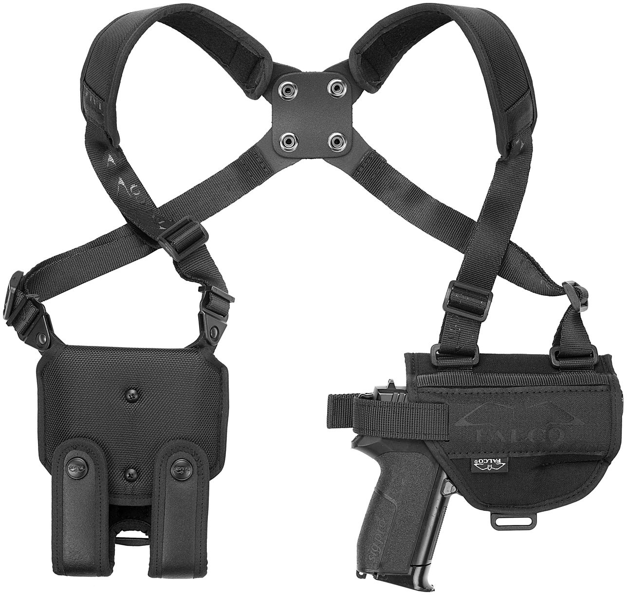 Kahr CW380Nylon Horizontal Shoulder Holster with Double Mag Pouch