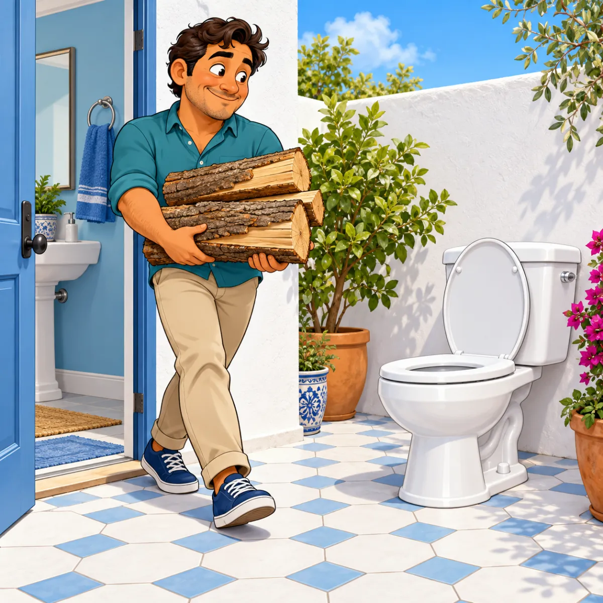 Ilustración de Voy a sacar la leña al patio