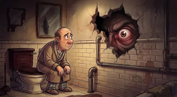 Ilustración de El baño fisgón
