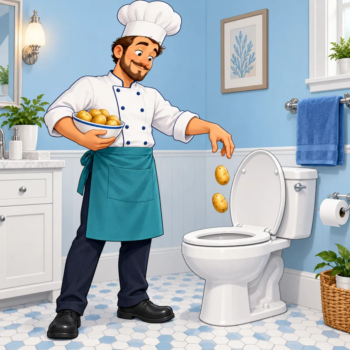 Ilustración de Voy a tirar papas a la olla