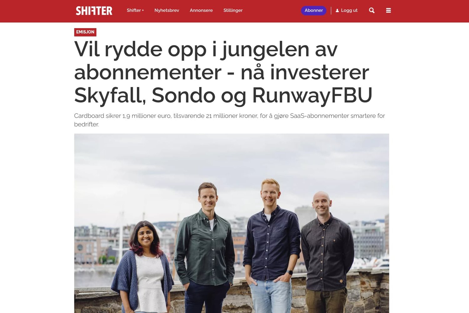 Screenshot of Shifter article