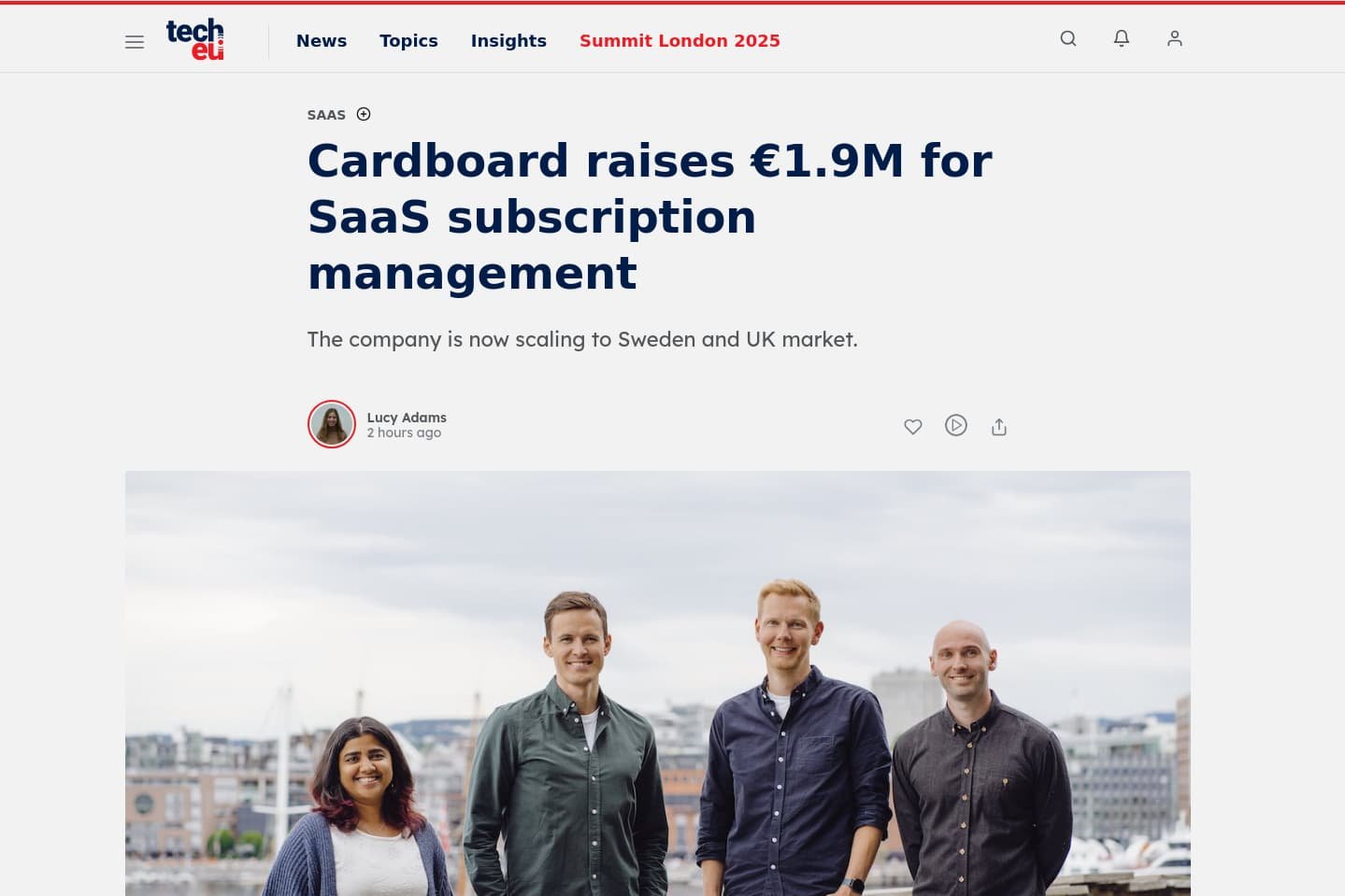 Screenshot of Tech.au article