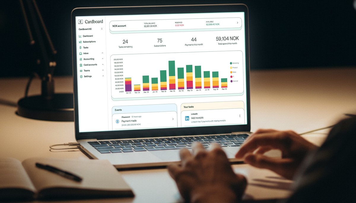 Evening time with Cardboard dashboard on the laptop screen