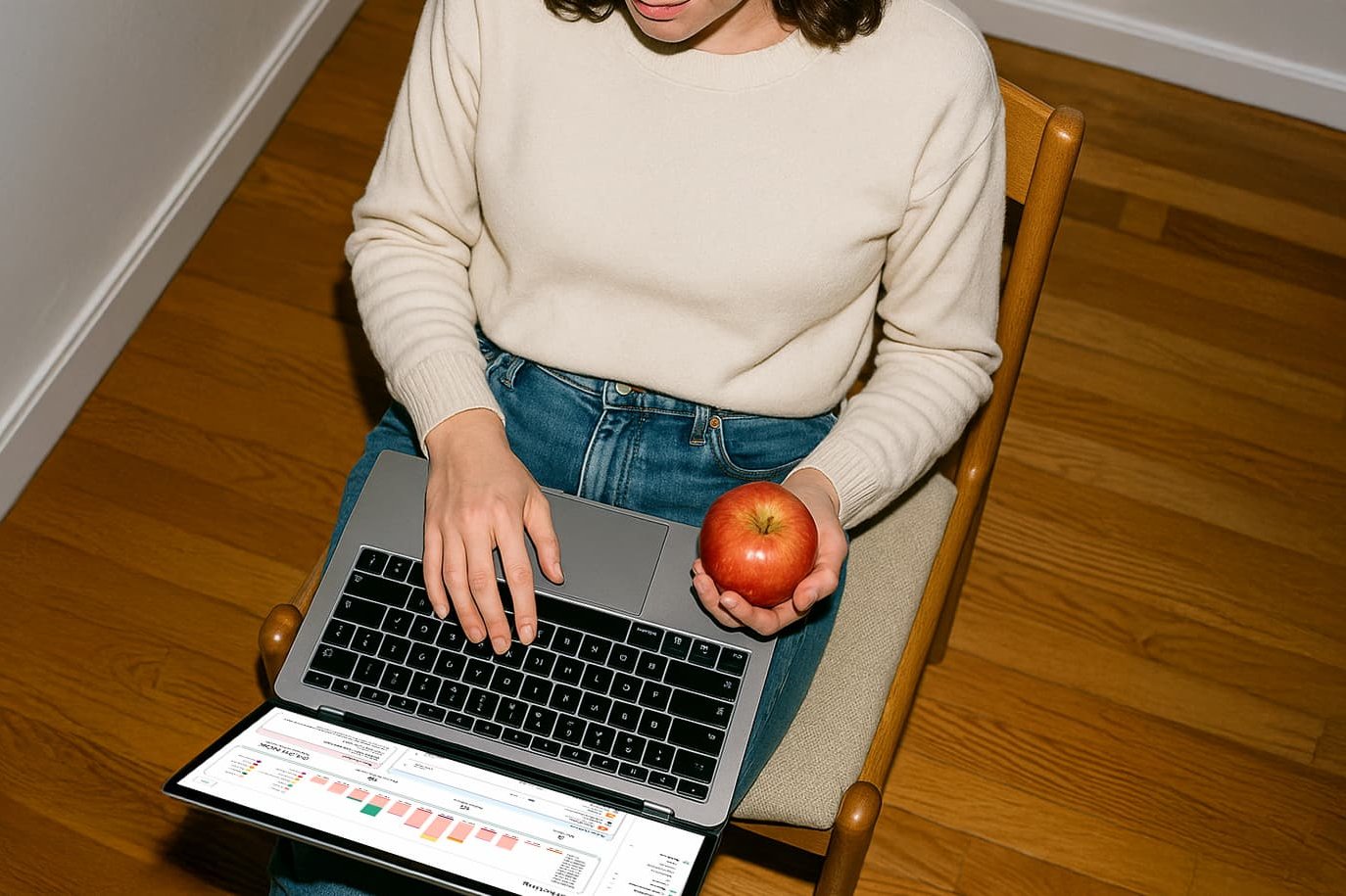 Woman watching laptop with Cardboard dashboard