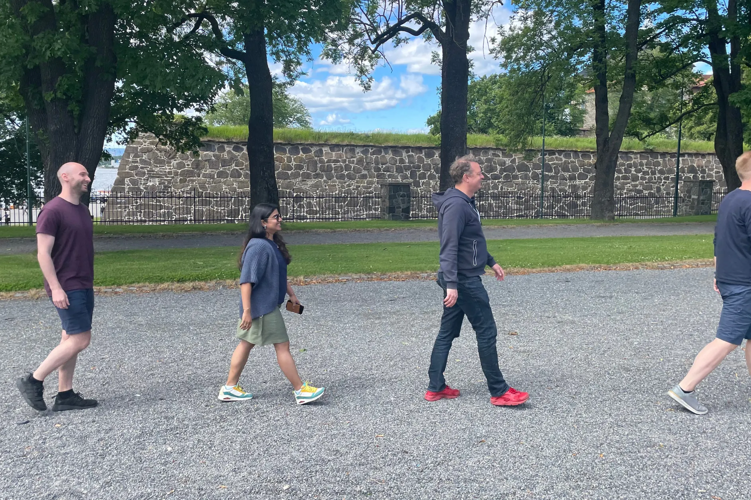 Cardboard team in Abbey Road style