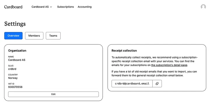 Screenshot of receipt collection automation