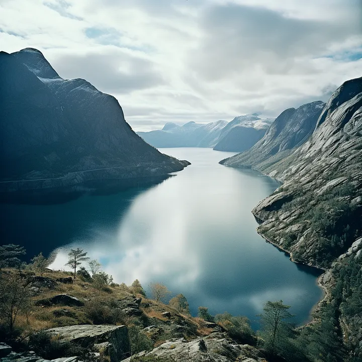 Norwegian fjord and mountains