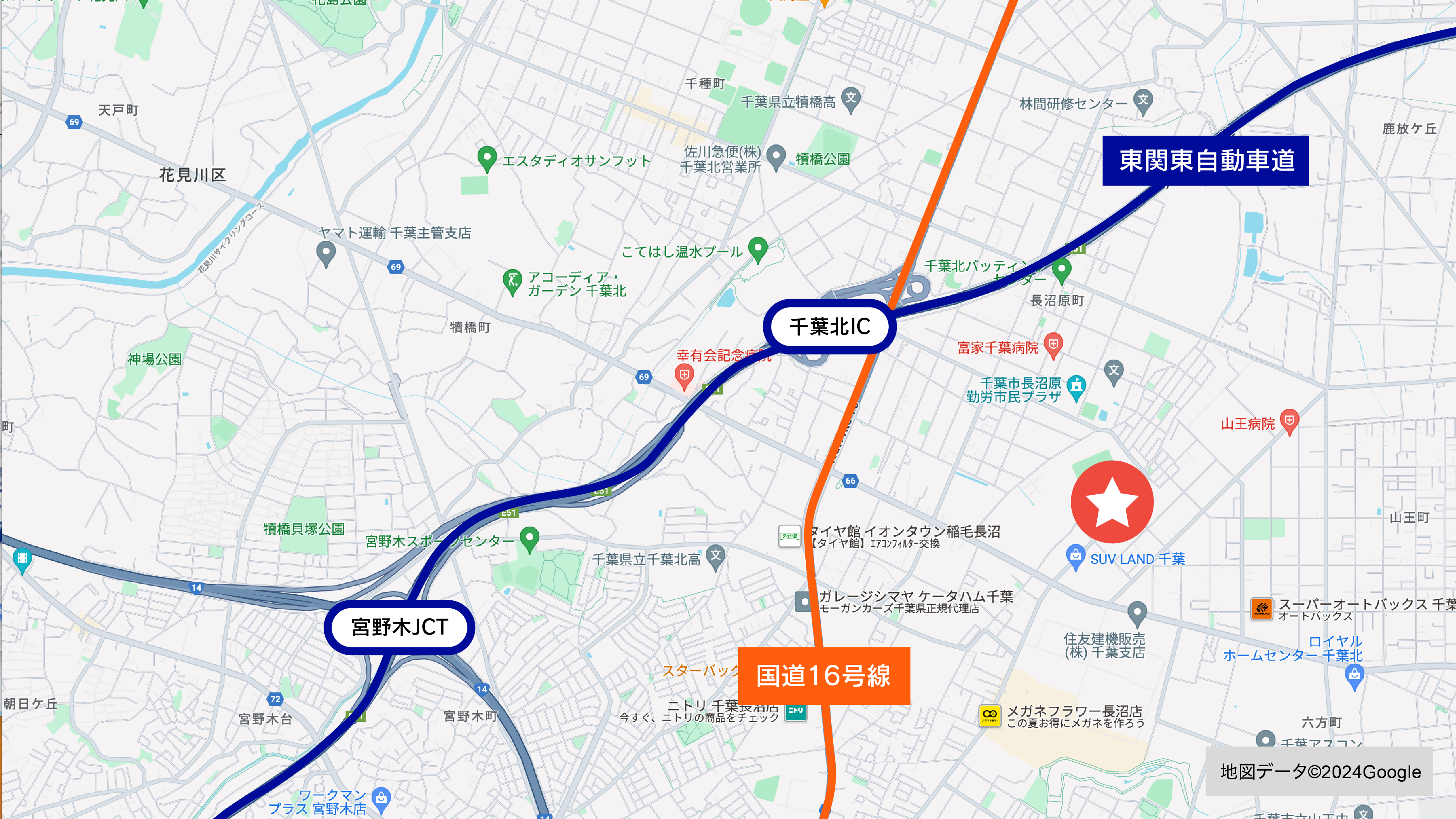 自動車道の位置図