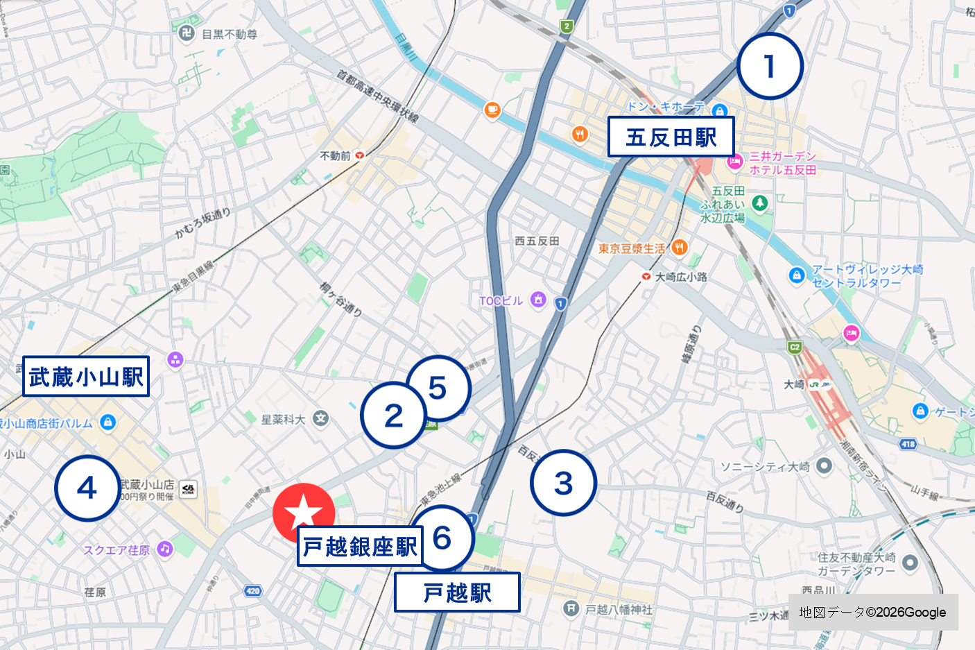 近隣エリア競合賃貸物件の成約賃料(戸越銀座)