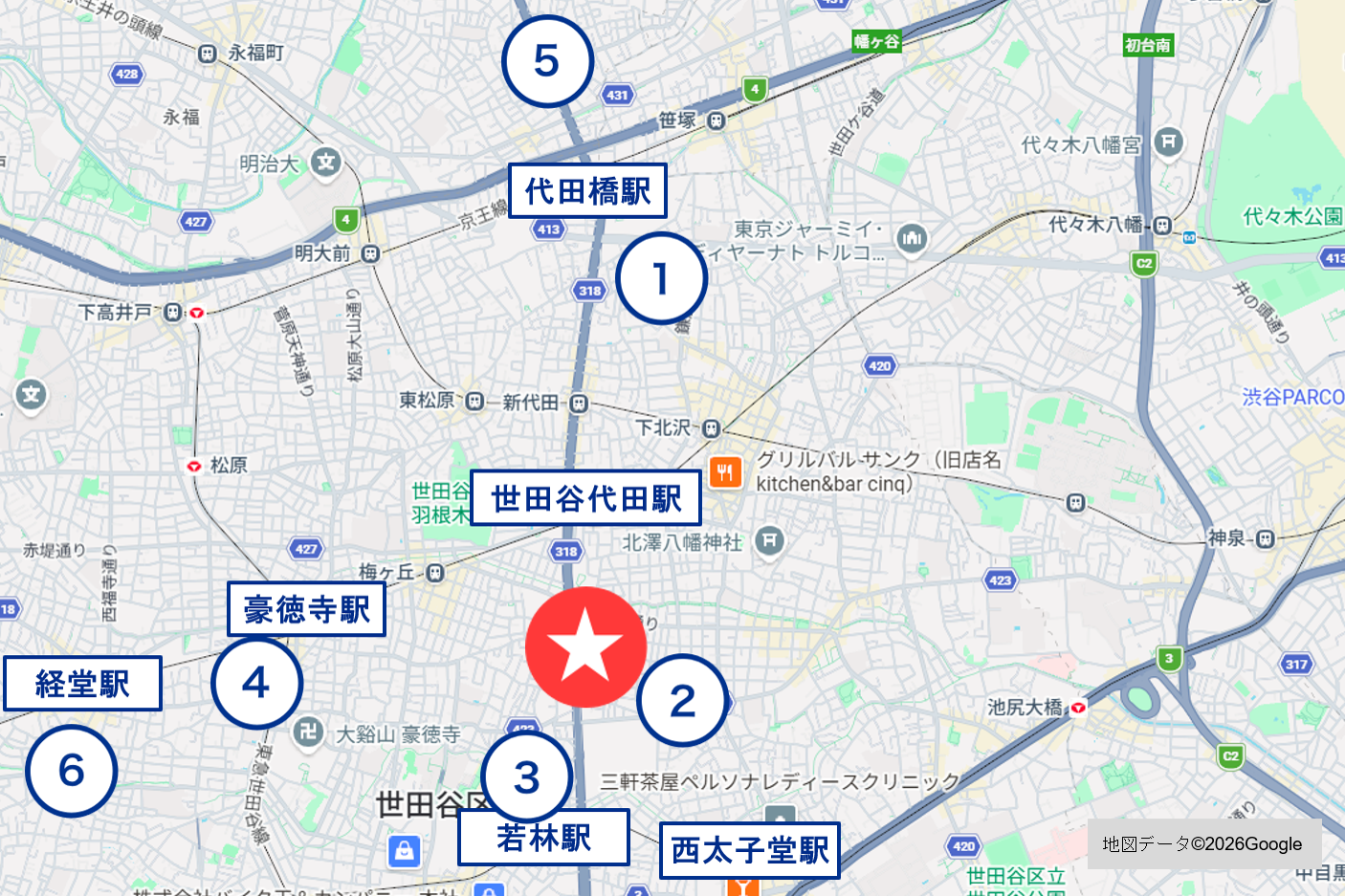 周辺競合施設の状況（世田谷代田）