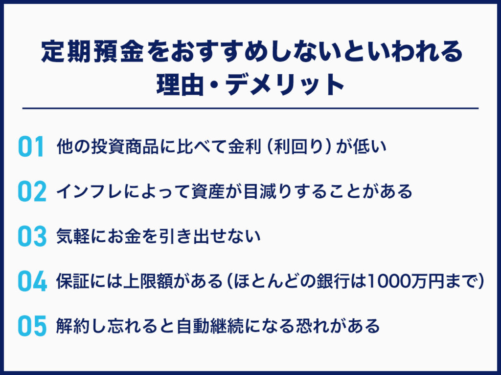 定期預金をおすすめしないといわれる理由・デメリット