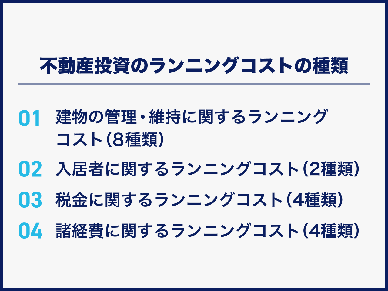 不動産投資のランニングコストの種類
