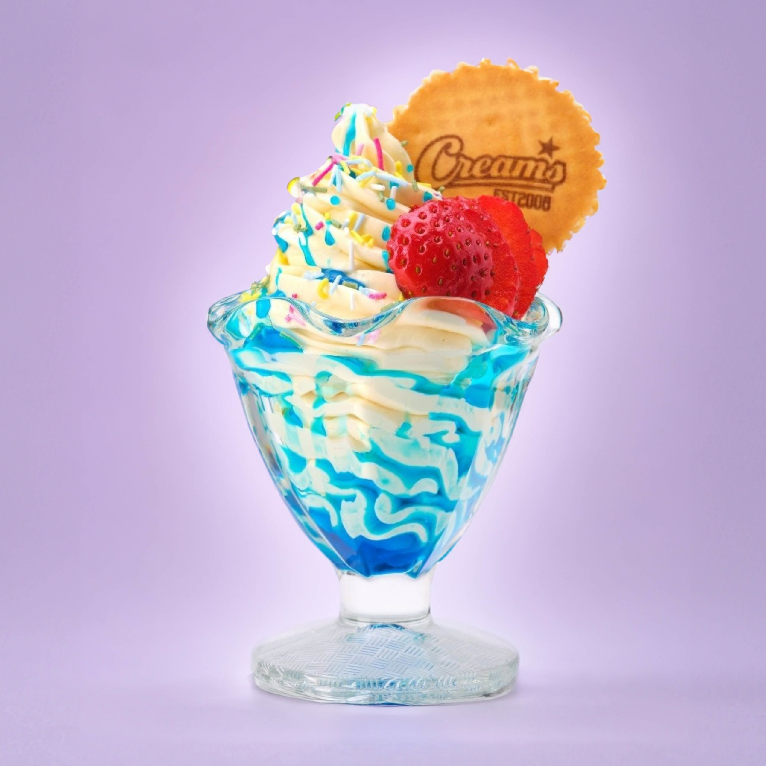 Kids Menu Junior Bubble Gum Blue Soft Serve Sundae