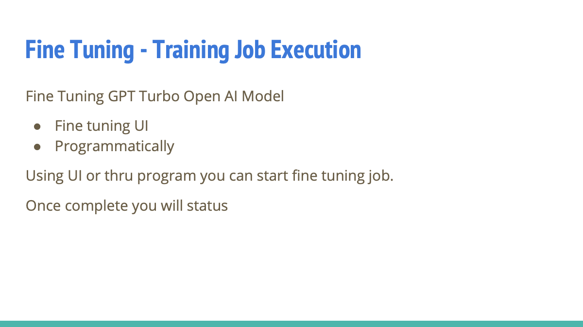 Slide 9 for Open AI fine tuning