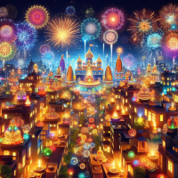 DIWALI VIRTUAL CARD WITH FIREWORKS