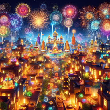 DIWALI FIREWORKS IN CITY CARD