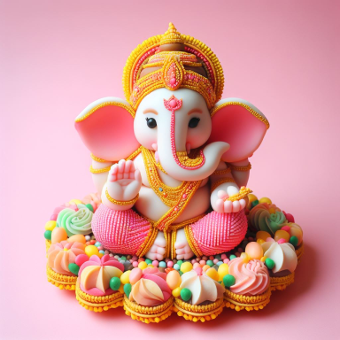 GANESHA CARD MADE OF SWEETS