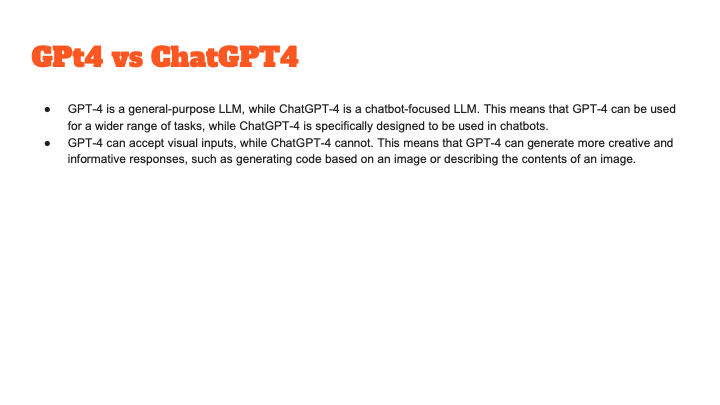 GPT4 vs ChatGPT4