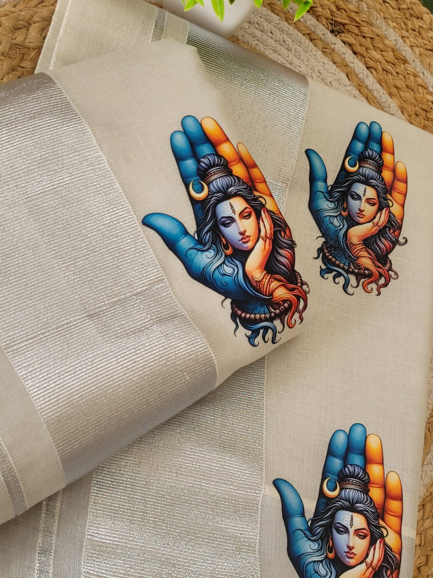 Shiva Parvathy Printed Tissue Set Mundu