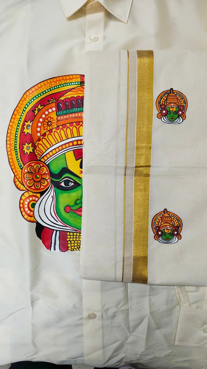 Handpainted Kathakali Shirt & Dhoti