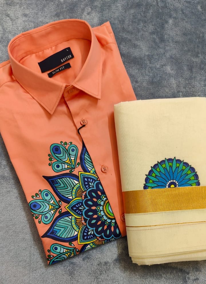 Handpainted Mandala Shirt & Dhoti