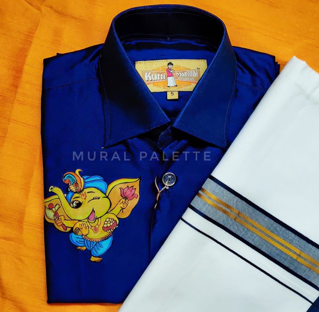 Little Ganesha Handpainted Kids Shirt