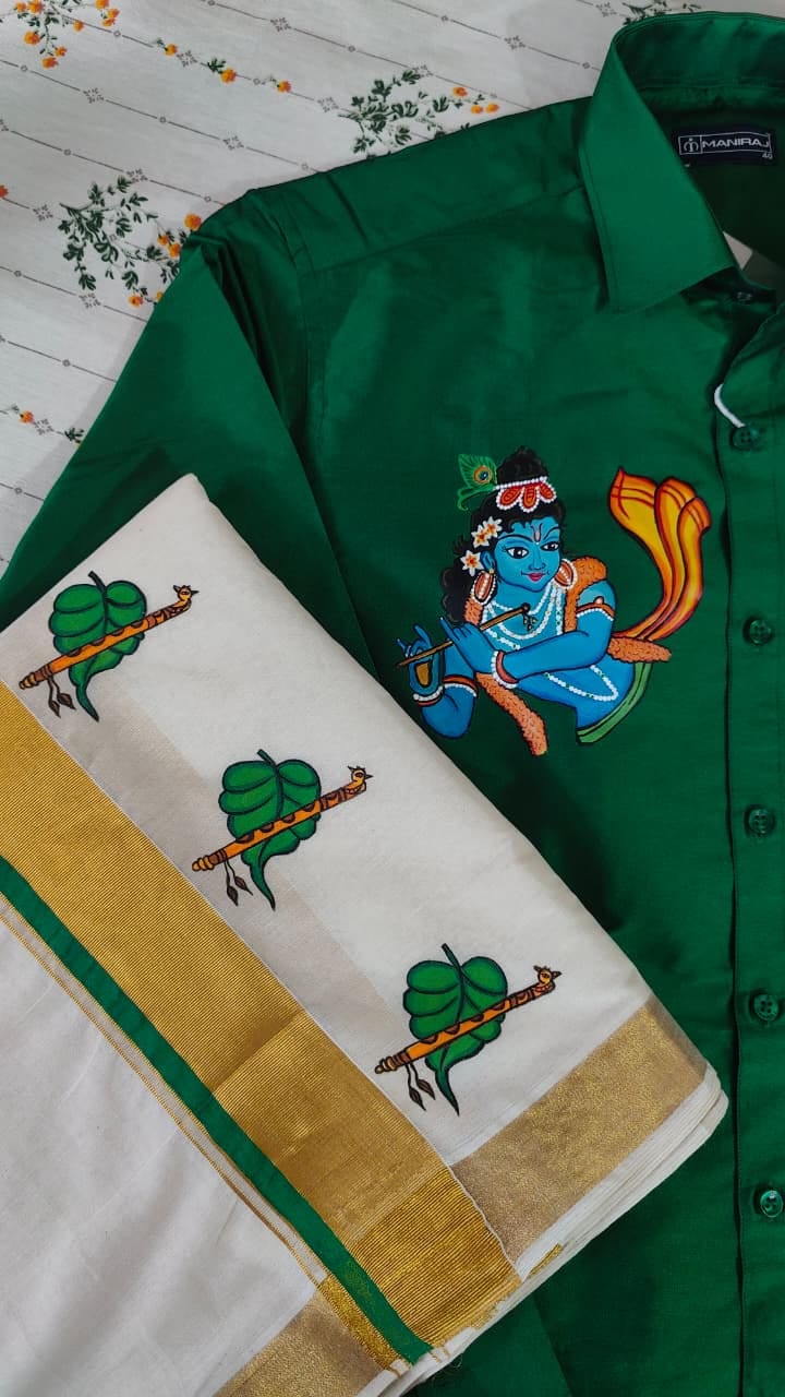 Handpainted Krishna Shirt with Aalila Painted Dhoti