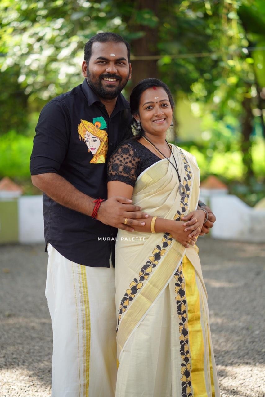 Black & Golden Theme Handpainted Couple Combo