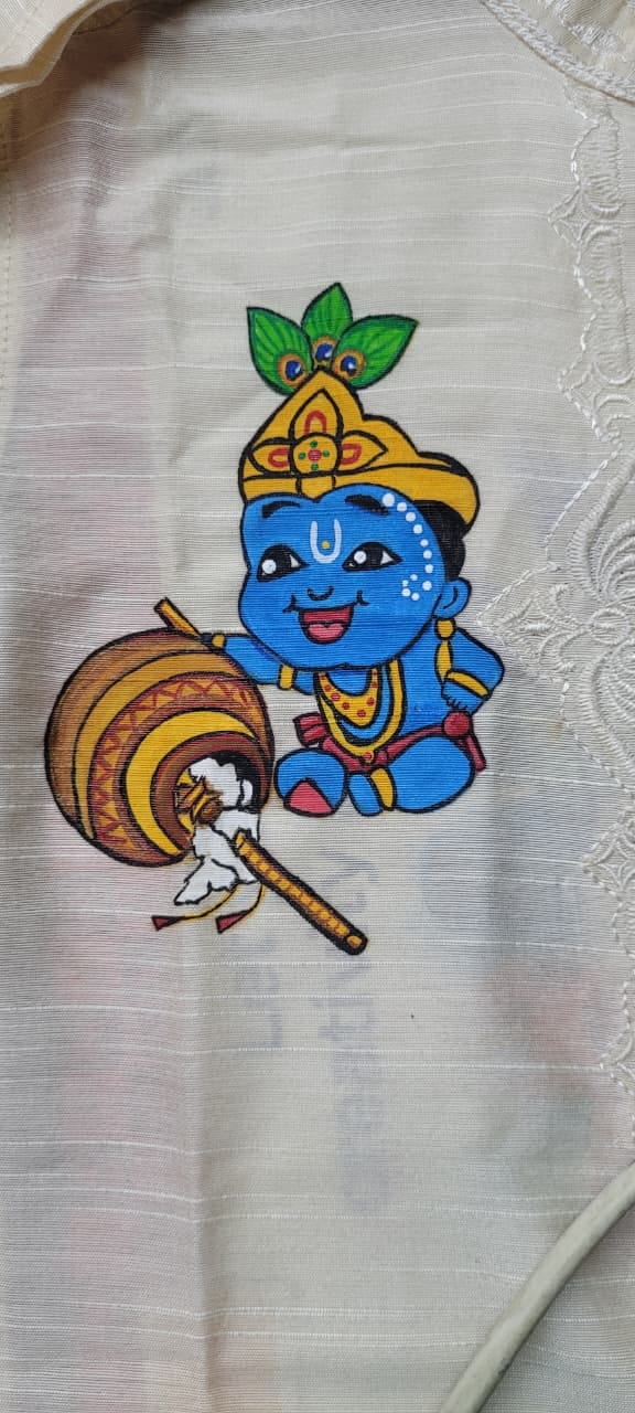 Little Krishna Handpainted Kids Kurta