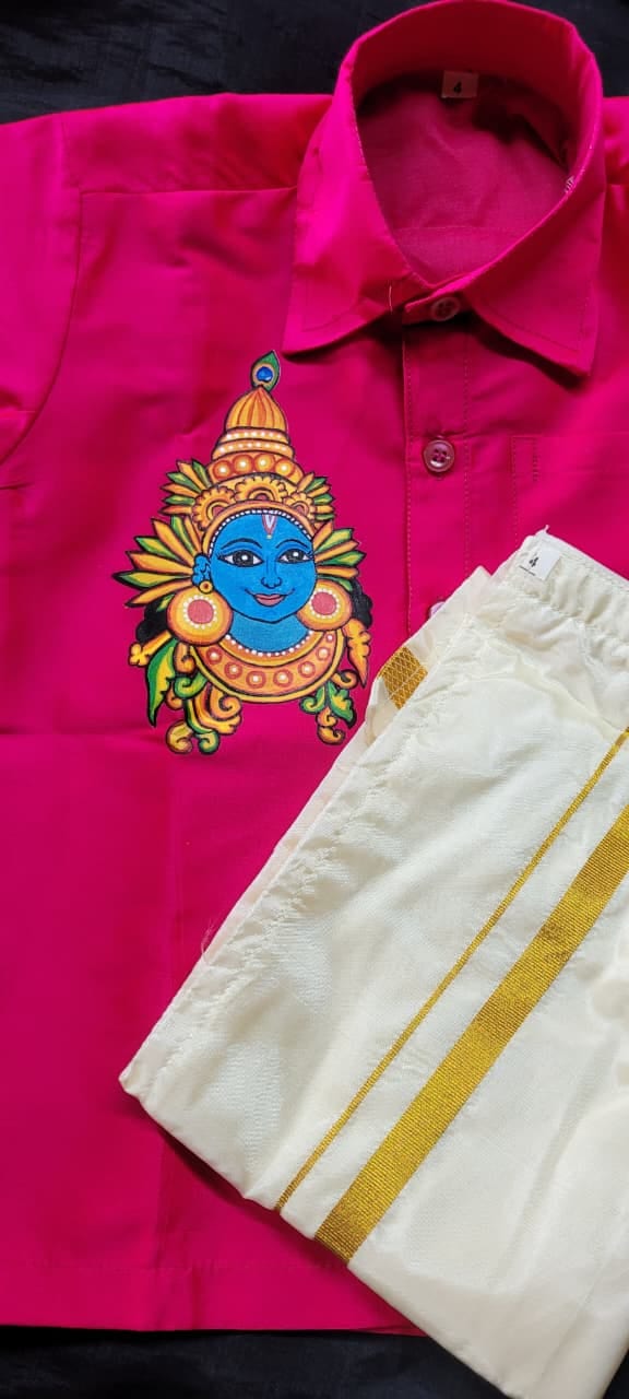 Lord Krishna Handpainted Shirt