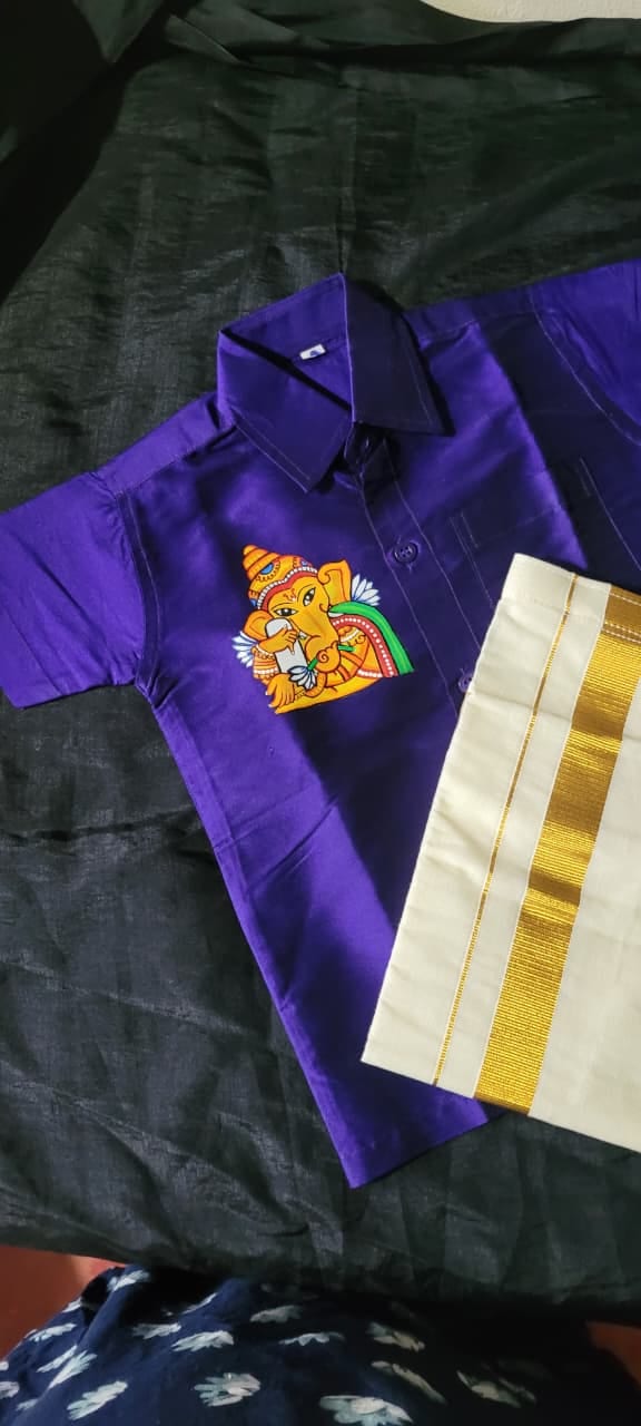 Divine Little Ganesha Handpainted Shirt