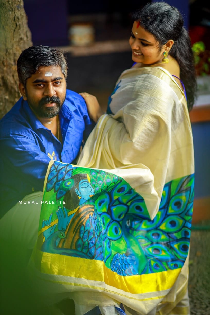 Ganesha & Krishna Theme Handpainted Couple Combo