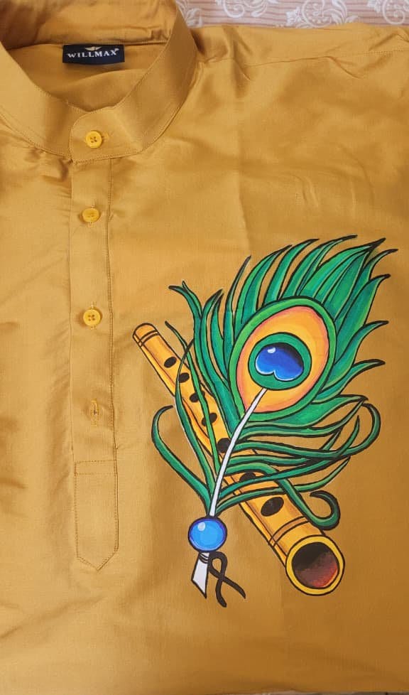 Handpainted Mayilpeeli Kurta