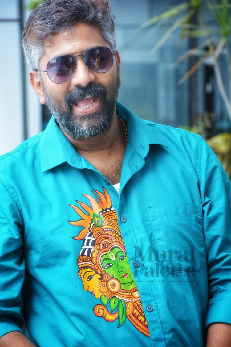 Handpainted Radha Krishna Face Art Shirt