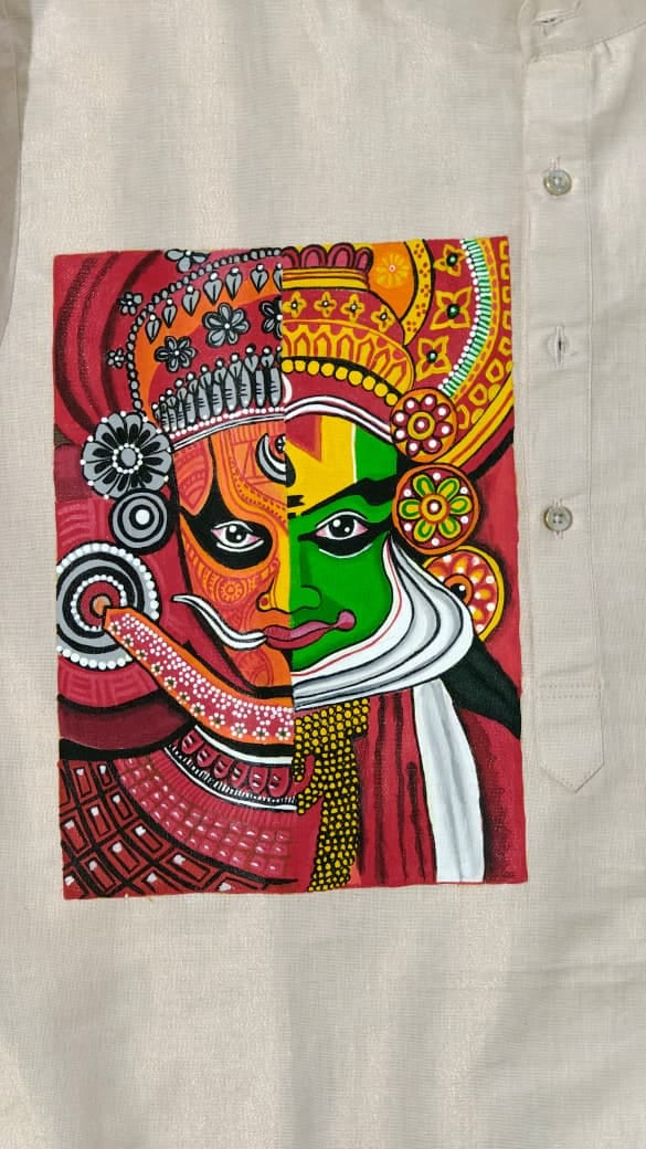 Theyyam Kathakali Fusion Handpainted Kurta