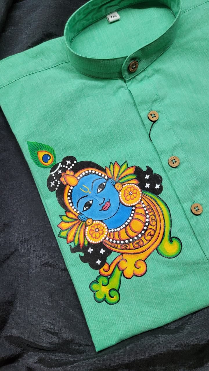 Krishna Face Art Kids Kurta