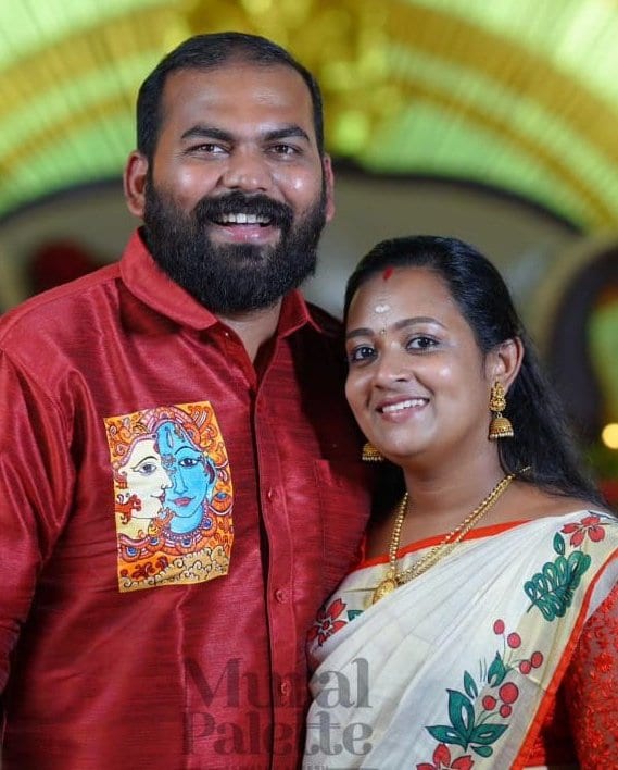 Radha Krishna Floral Handpainted Couple Combo